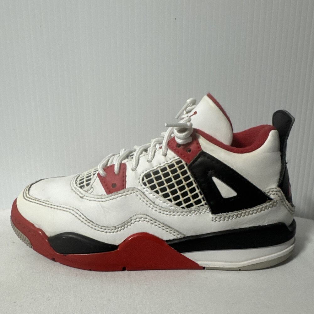 Nike Air Jordan 4 Retro OG Fire Red PS Size 12C White Black BQ7669-160 Kids
